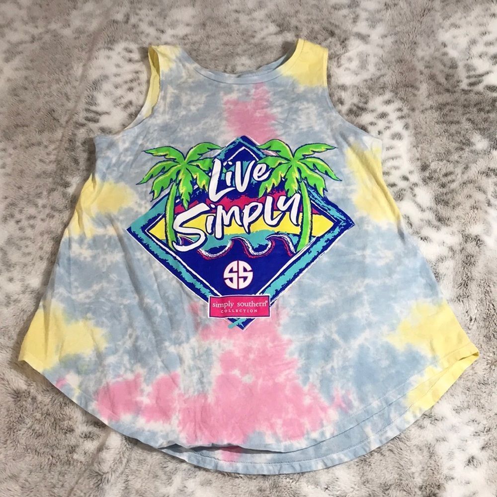 Simple Southern Live Simply Tie Dye Tank Top Size Medium Womens Beach Palm P1207